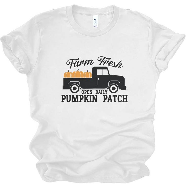 Farm Fresh Pumpkins Truck Open Daily Pumpkin Patch Fall Men Women T-shirt Unisex Jersey Short Sleeve Crewneck Tee
