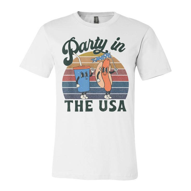 4Th Of July For Hot Dog Lover Party In The Usa Vintage  Unisex Jersey Short Sleeve Crewneck Tshirt