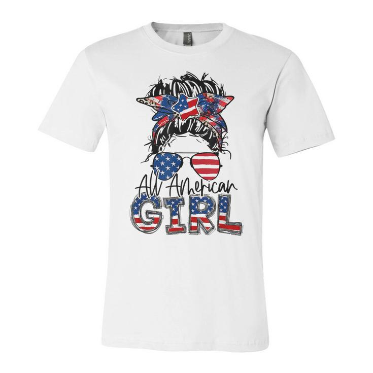 All American Girl 4Th Of July Girls Kids Sunglasses Family  V2 Unisex Jersey Short Sleeve Crewneck Tshirt