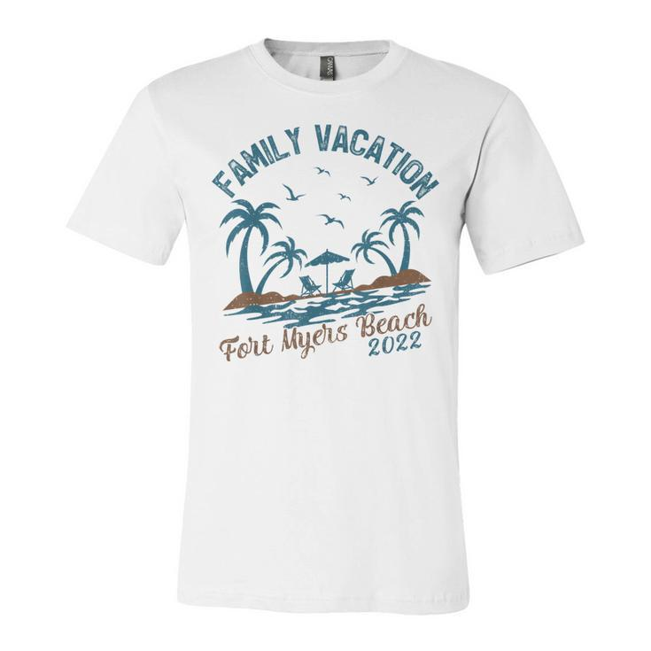 Family Vacation 2022 Palm Tree Florida Fort Myers Beach  Unisex Jersey Short Sleeve Crewneck Tshirt