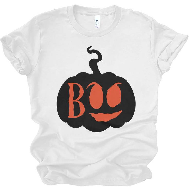 Halloween Boo - Pumpkin Orange And Black Design Men Women T-shirt Unisex Jersey Short Sleeve Crewneck Tee