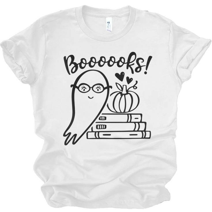 Halloween Booooks Funny Ghost Reading Books Kids Girls Boys  Men Women T-shirt Unisex Jersey Short Sleeve Crewneck Tee