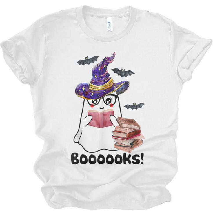 Halloween Booooks Ghost Reading Boo Read Books Library  V3 Men Women T-shirt Unisex Jersey Short Sleeve Crewneck Tee