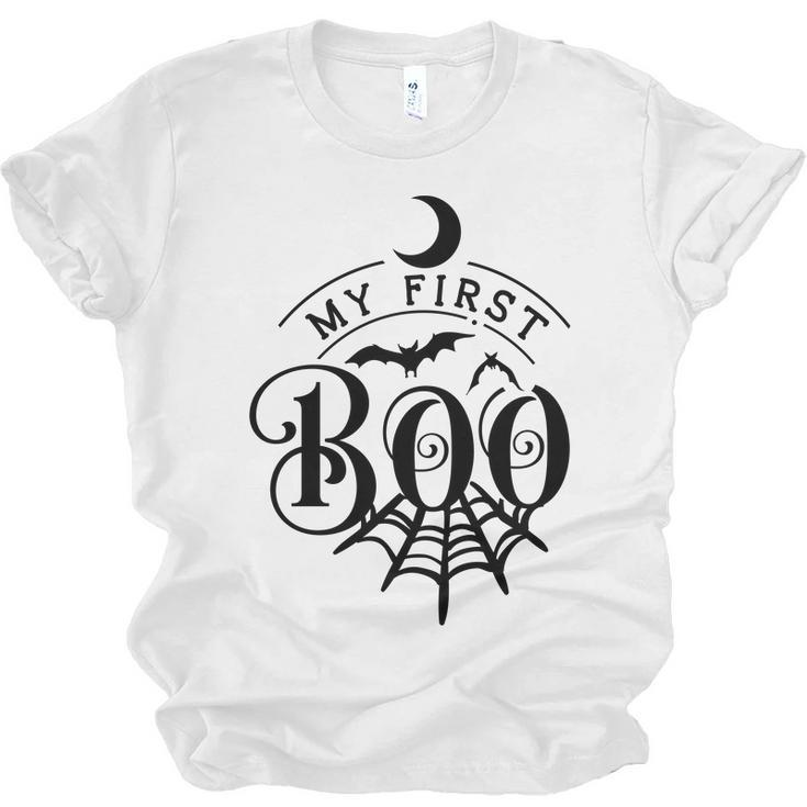 Halloween My First Boo Moon Bat And Spidernet Black Design Men Women T-shirt Unisex Jersey Short Sleeve Crewneck Tee