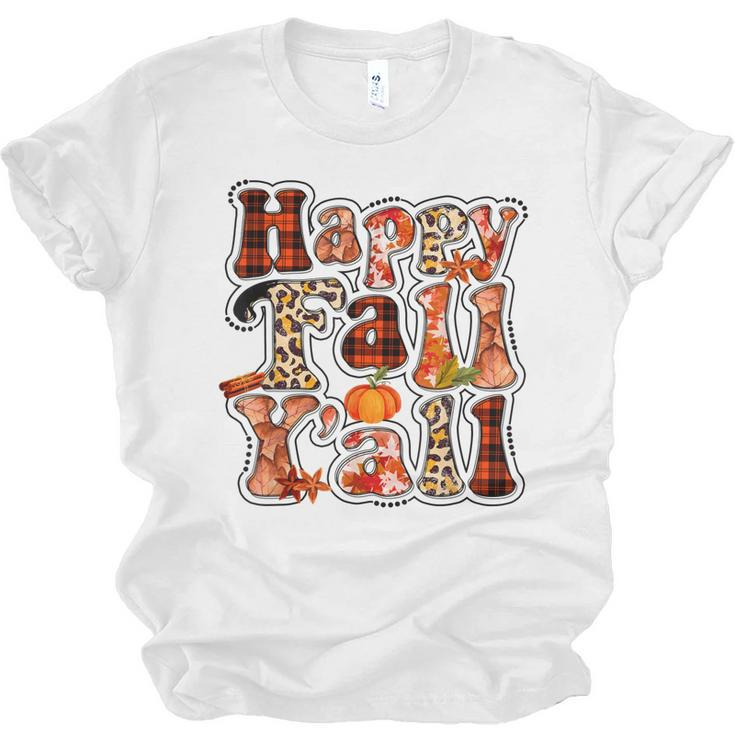 Happy Fall Yall Autumn Vibes Halloween For Autumn Lovers  Men Women T-shirt Unisex Jersey Short Sleeve Crewneck Tee
