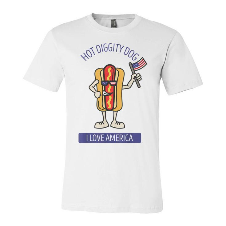 Hot Diggity Dog July 4Th Patriotic Bbq Picnic Usa Funny  Unisex Jersey Short Sleeve Crewneck Tshirt
