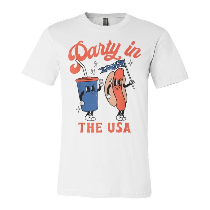 Party In The Usa  Hot Dog Kids Funny Fourth Of July  Unisex Jersey Short Sleeve Crewneck Tshirt
