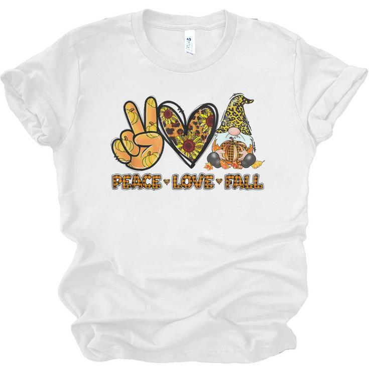 Peace Love Fall Funny Gnome Autumn Lover Pumpkins Halloween  V2 Men Women T-shirt Unisex Jersey Short Sleeve Crewneck Tee