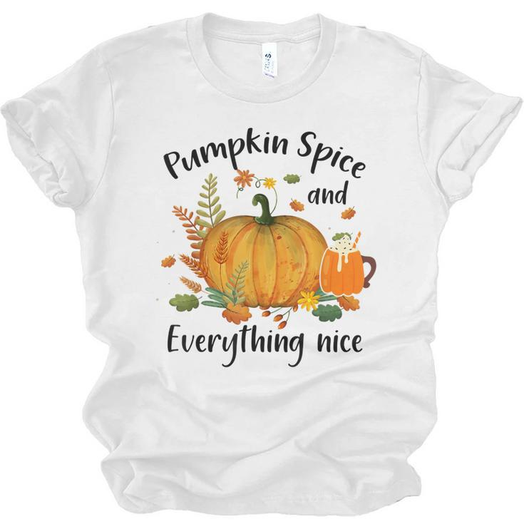 Pumpkin Spice And Everything Nice Funny Thanksgiving Apparel  Unisex Jersey Short Sleeve Crewneck Tshirt