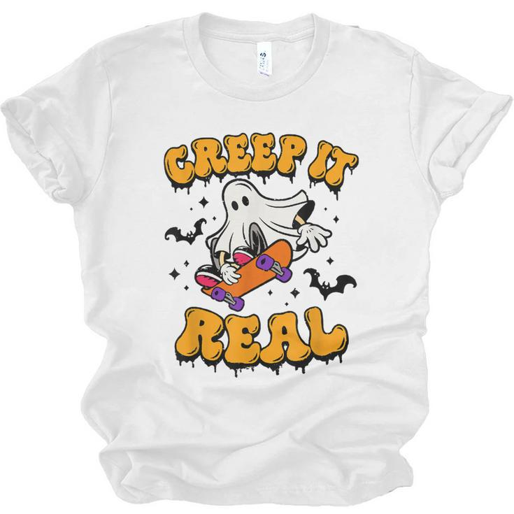Retro Creep It Real Halloween Ghost Funny Spooky Season  Men Women T-shirt Unisex Jersey Short Sleeve Crewneck Tee