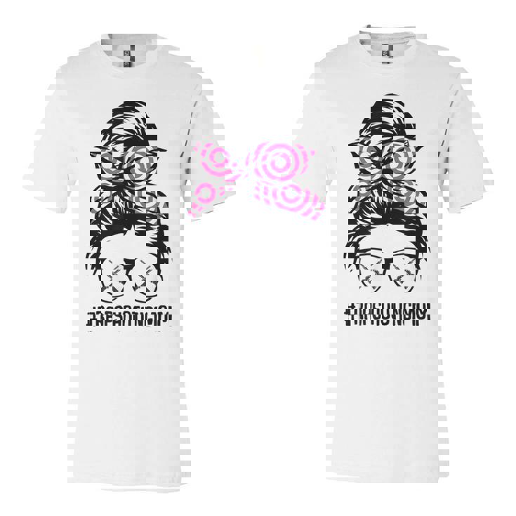 Trap Shooting Mom Messy Bun Hair Glasses  V2 Unisex Jersey Short Sleeve Crewneck Tshirt