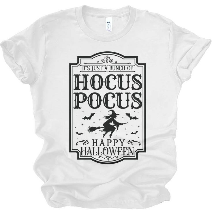 Vintage Halloween Sign ItS Just A Bunch Of Hocus Pocus  Men Women T-shirt Unisex Jersey Short Sleeve Crewneck Tee