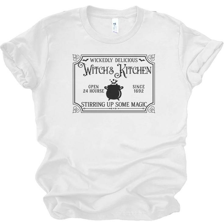 Vintage Halloween Sign Wickedly Delicious Witch Kitchen Men Women T-shirt Unisex Jersey Short Sleeve Crewneck Tee