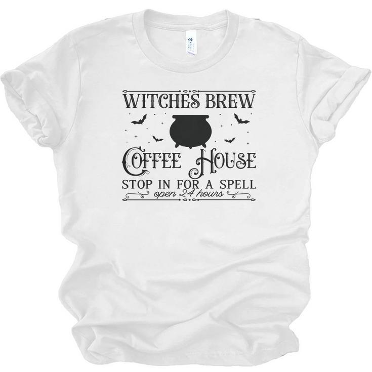 Vintage Halloween Sign Witches Brew Coffee House Men Women T-shirt Unisex Jersey Short Sleeve Crewneck Tee