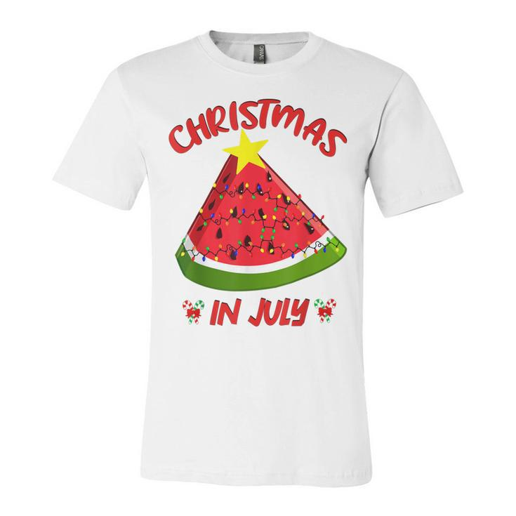 Watermelon Christmas Tree Christmas In July Summer Vacation  V3 Unisex Jersey Short Sleeve Crewneck Tshirt