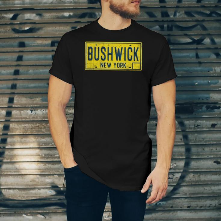 Bushwick Brooklyn New York Old Retro Vintage License Plate Jersey T-Shirt