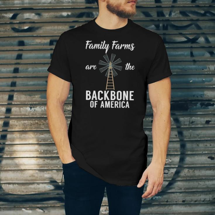 Family Farms Are The Backbone Of America Farm Lover Farming Jersey T-Shirt