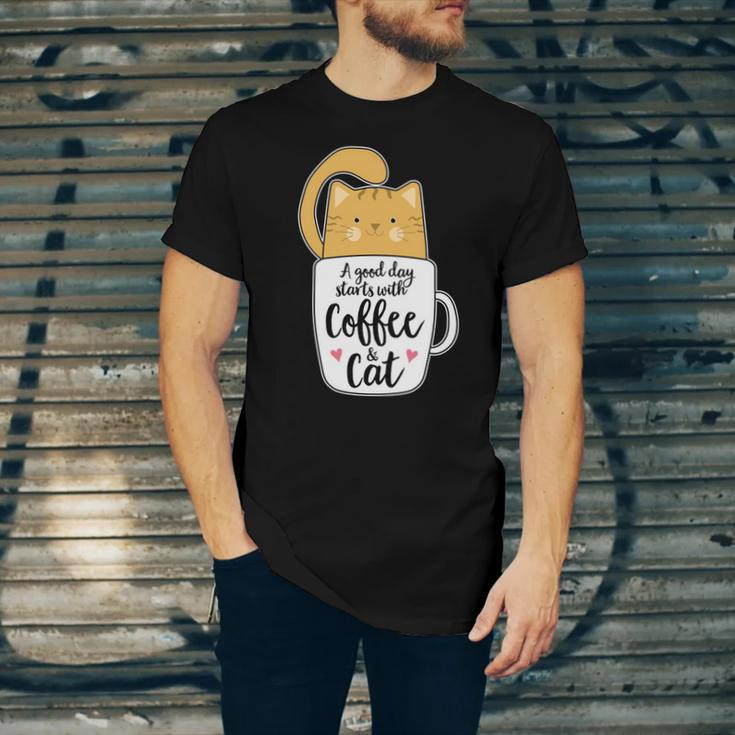 Funny Orange Cat Coffee Mug Cat Lover Unisex Jersey Short Sleeve Crewneck Tshirt