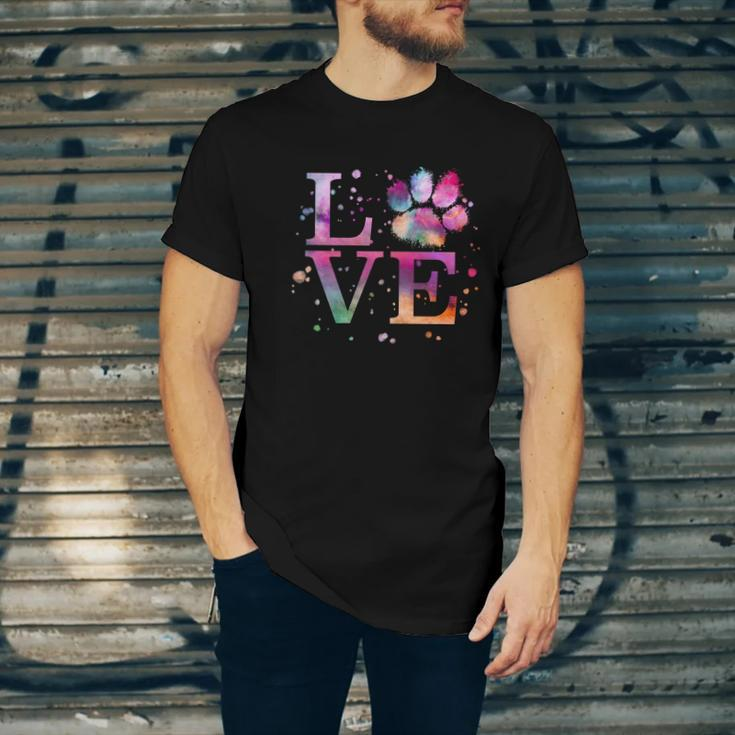 Love Dog Paw Print Colorful National Animal Shelter Week Gift Unisex Jersey Short Sleeve Crewneck Tshirt