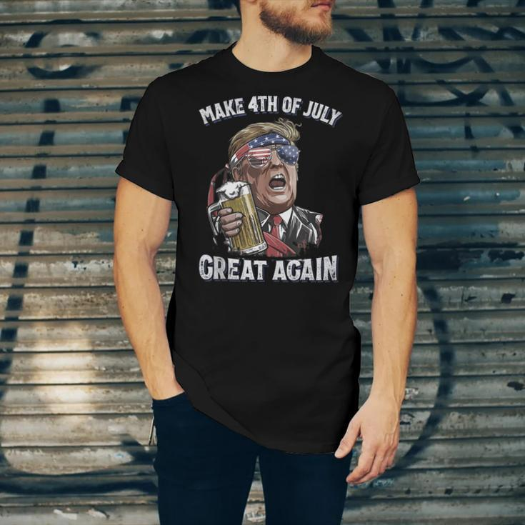 Make 4Th Of July Great Again Patriot Trump Men Drinking Beer Unisex Jersey Short Sleeve Crewneck Tshirt