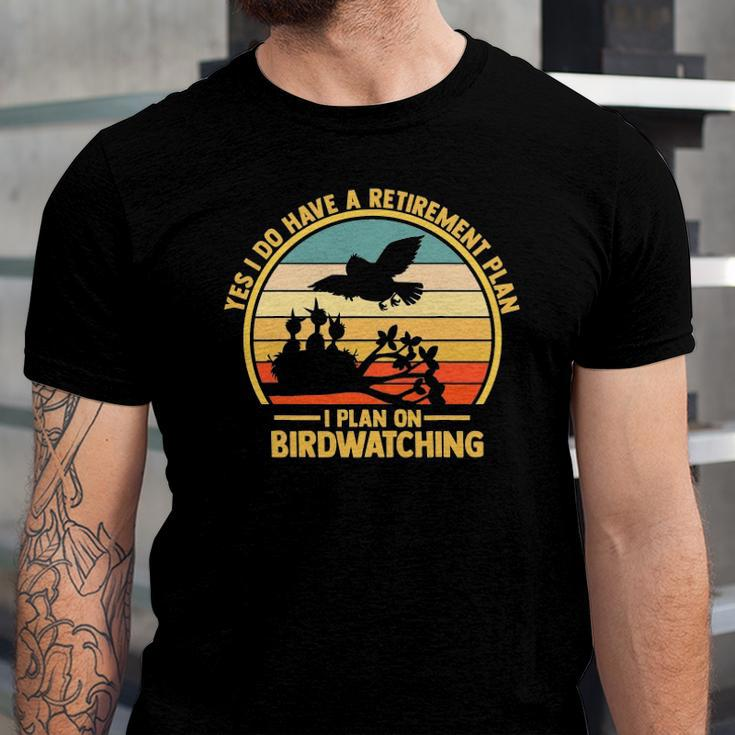 Birdwatching Binoculars Birding Book Journal Retirement Plan Jersey T-Shirt