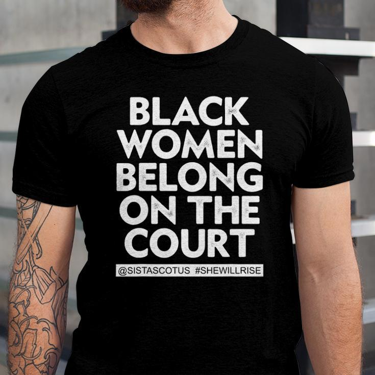 Black Belong On The Court Sistascotus Shewillrise Jersey T-Shirt