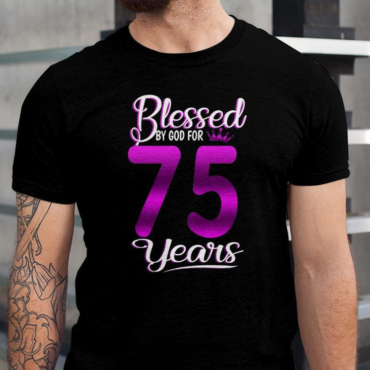 Blessed By God For 75 Years Old 75Th Birthday Crown Jersey T-Shirt