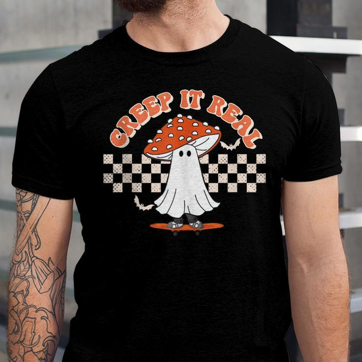 Checkered Mushroom Ghost Creep It Real Funny Halloween Men Women T-shirt Unisex Jersey Short Sleeve Crewneck Tee