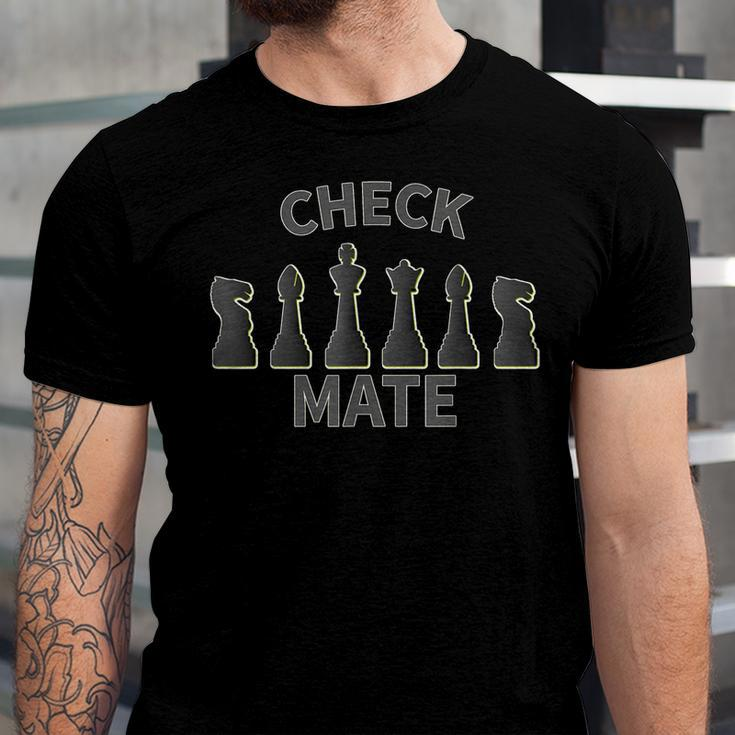 Chess Pieces King Queen Bishop Rook Pawn Checkmate Unisex Jersey Short Sleeve Crewneck Tshirt
