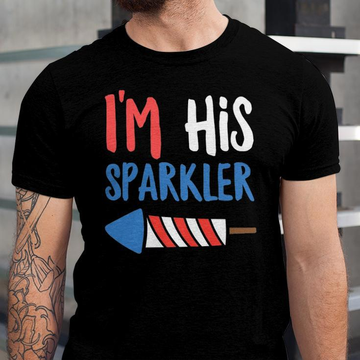 Couples Matching 4Th Of July Im His Sparkler Jersey T-Shirt