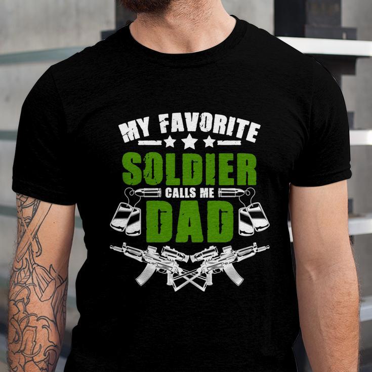 Favorite Soldier Calls Me Dad Memorial Army Dad Great Gift Unisex Jersey Short Sleeve Crewneck Tshirt