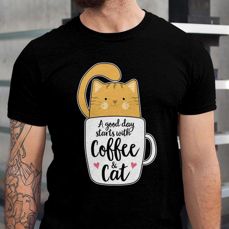 Funny Orange Cat Coffee Mug Cat Lover Unisex Jersey Short Sleeve Crewneck Tshirt