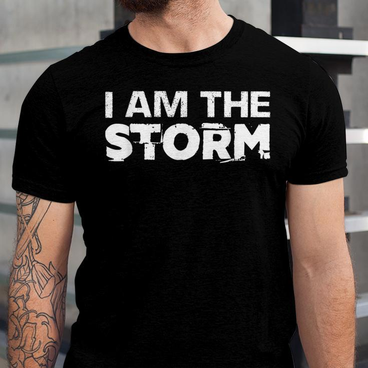 I Am The Storm Fate Devil Whispers Motivational Distressed Unisex Jersey Short Sleeve Crewneck Tshirt