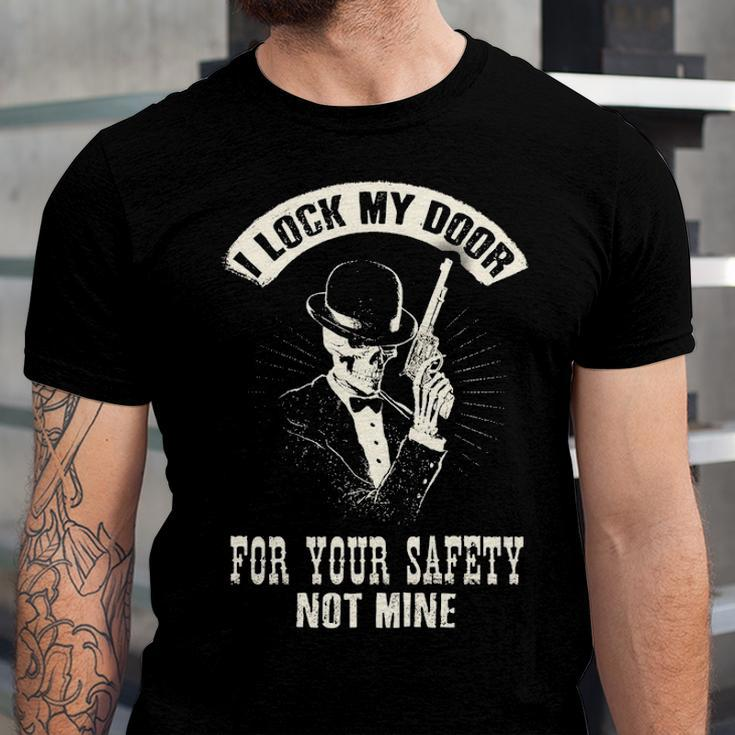 I Lock My Door - Your Safety Unisex Jersey Short Sleeve Crewneck Tshirt