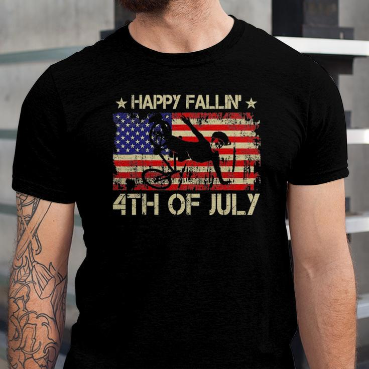 Joe Biden Happy Falling Off Bicycle Biden Bike 4Th Of July Jersey T-Shirt