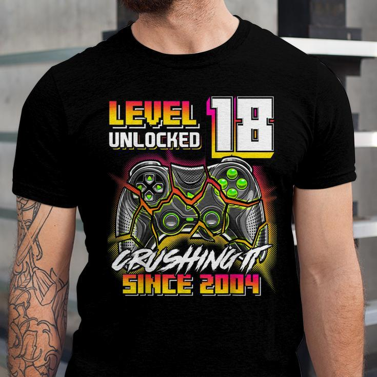 Level 18 Unlocked Crushing It 2004 Video Game 18Th Birthday Unisex Jersey Short Sleeve Crewneck Tshirt