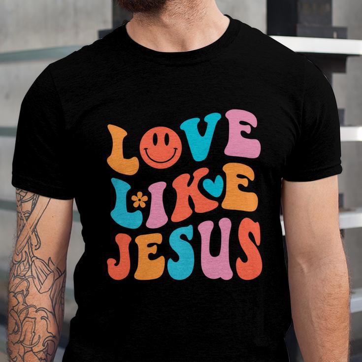 Love Like Jesus Religious God Christian Words Gift V2 Unisex Jersey Short Sleeve Crewneck Tshirt