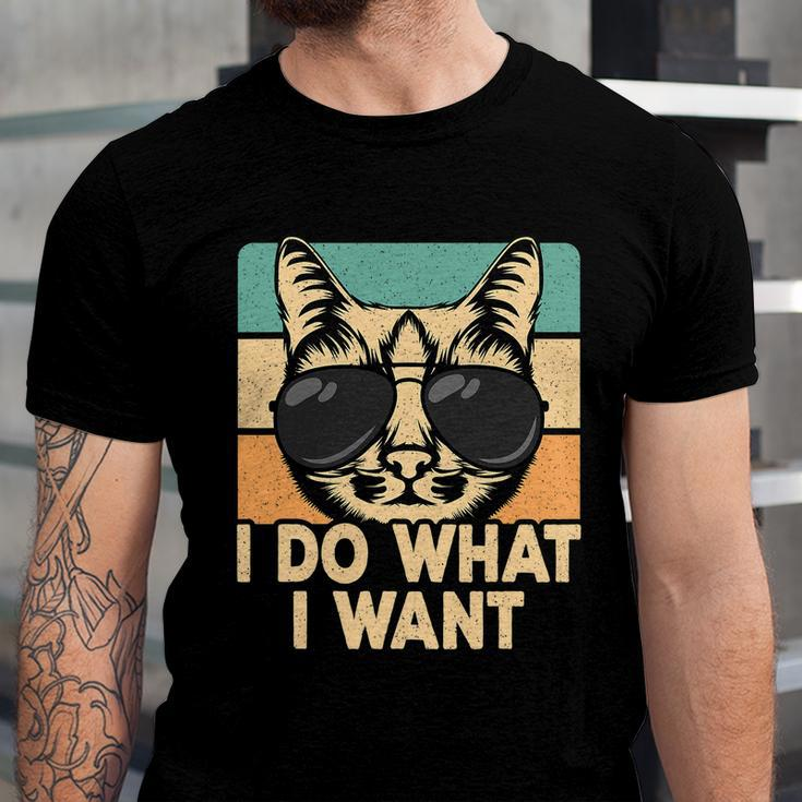 Retro I Do What I Want Funny Cat Lover Unisex Jersey Short Sleeve Crewneck Tshirt
