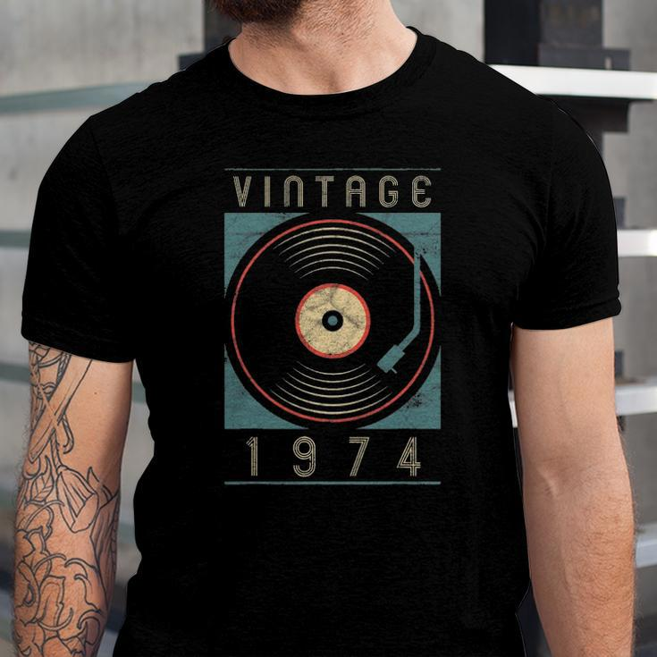 Vintage 1974 Vinyl Retro Turntable Birthday Dj For Him Jersey T-Shirt