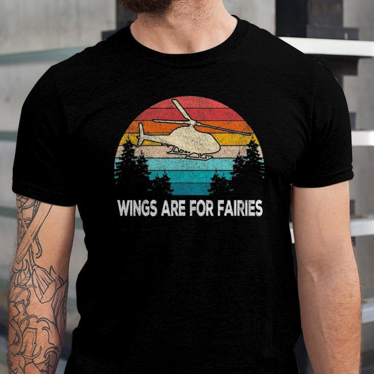 Wings Are For Fairies Helicopter Pilot Retro Vintage Jersey T-Shirt