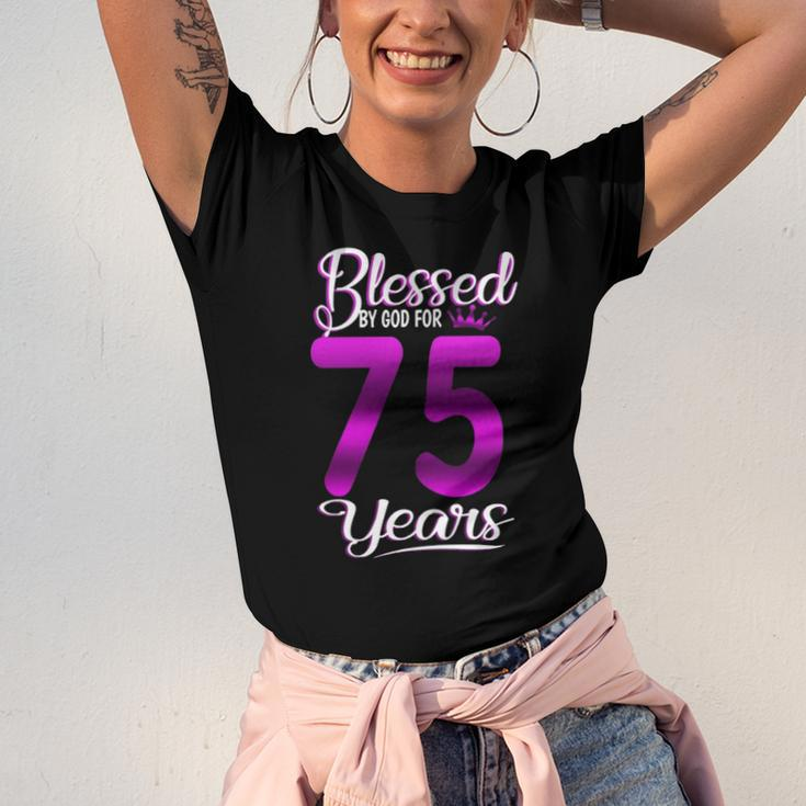 Blessed By God For 75 Years Old 75Th Birthday Crown Jersey T-Shirt