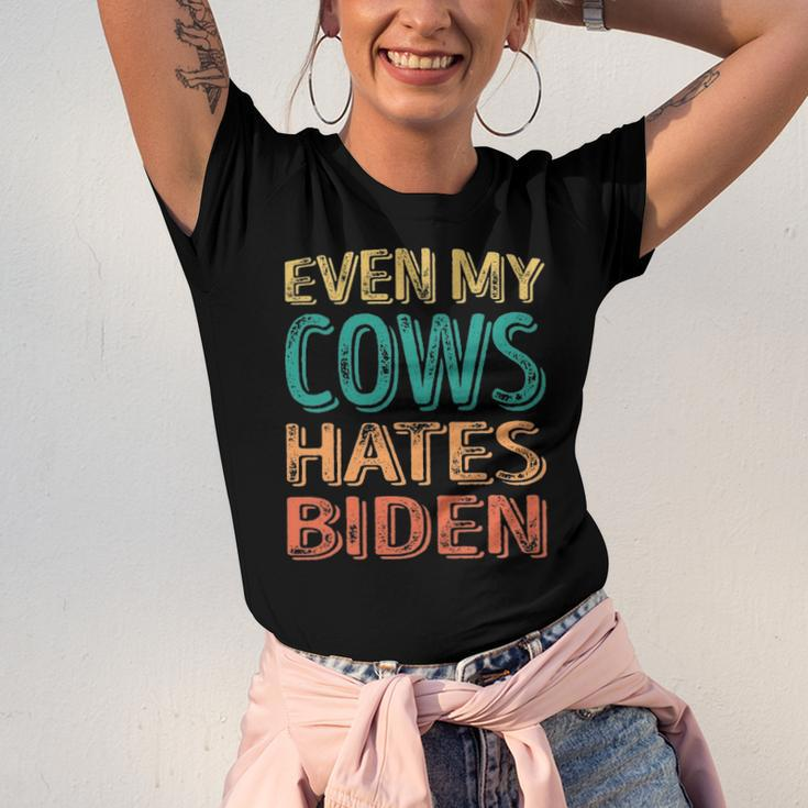 Even My Cows Hates Biden Anti Biden Cow Farmers Jersey T-Shirt