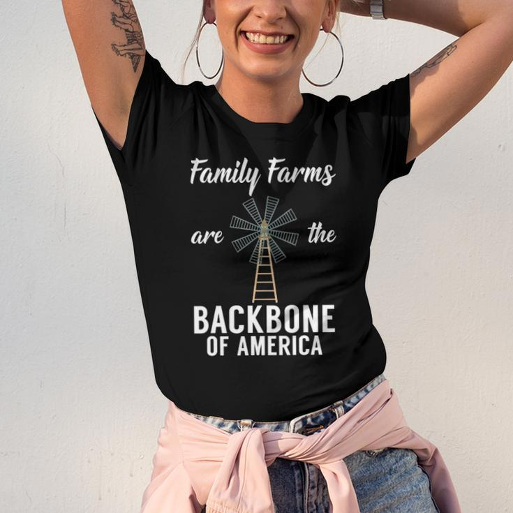 Family Farms Are The Backbone Of America Farm Lover Farming Jersey T-Shirt