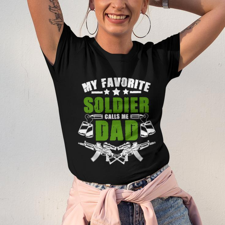 Favorite Soldier Calls Me Dad Memorial Army Dad Great Gift Unisex Jersey Short Sleeve Crewneck Tshirt