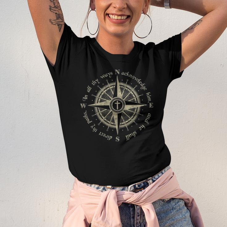 God Will Direct Your Path Compass Religion Christian Jersey T-Shirt