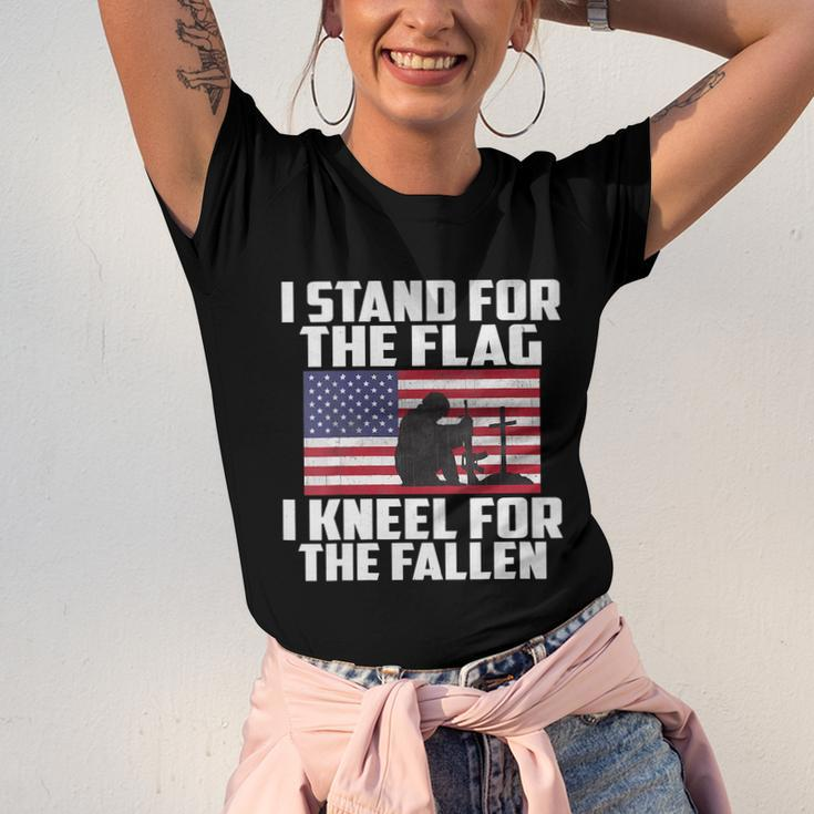 I Stand For The Flag Kneel For The Fallen Memorial Day Gift Unisex Jersey Short Sleeve Crewneck Tshirt