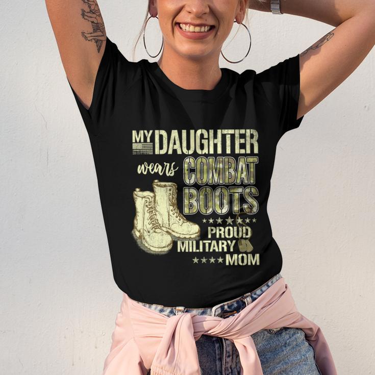 My Daughter Wears Combat Boots Gift Proud Military Mom Gift Unisex Jersey Short Sleeve Crewneck Tshirt