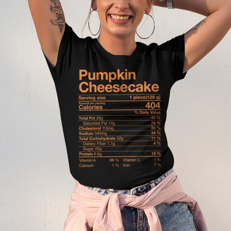 Pumpkin Cheesecake Nutrition Facts Thanksgiving Turkey Day V2 Unisex Jersey Short Sleeve Crewneck Tshirt