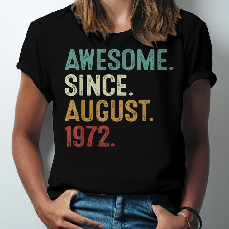 Awesome Since August 1972 50 Years Old 50Th Birthday  Unisex Jersey Short Sleeve Crewneck Tshirt