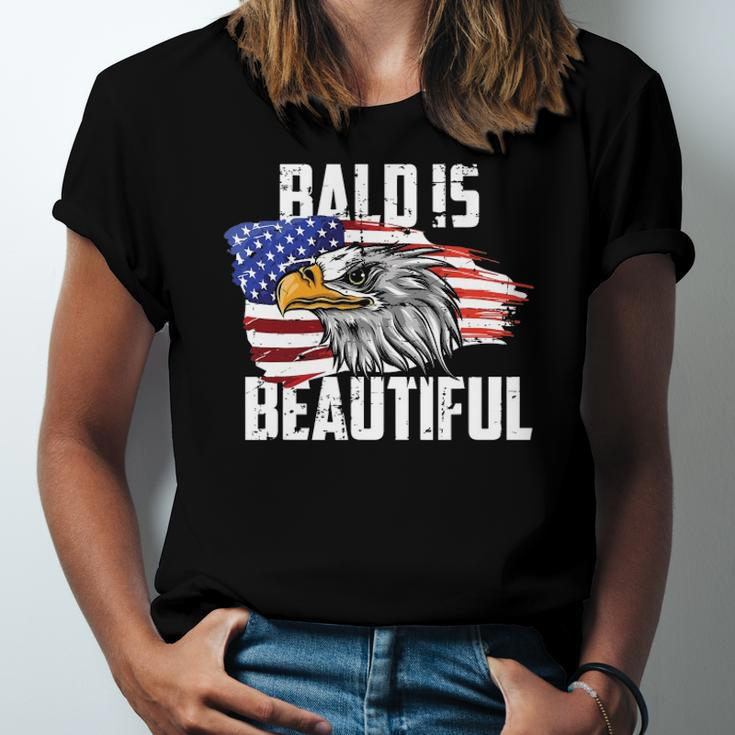 Bald Is Beautiful July 4Th Eagle Patriotic American Vintage Jersey T-Shirt